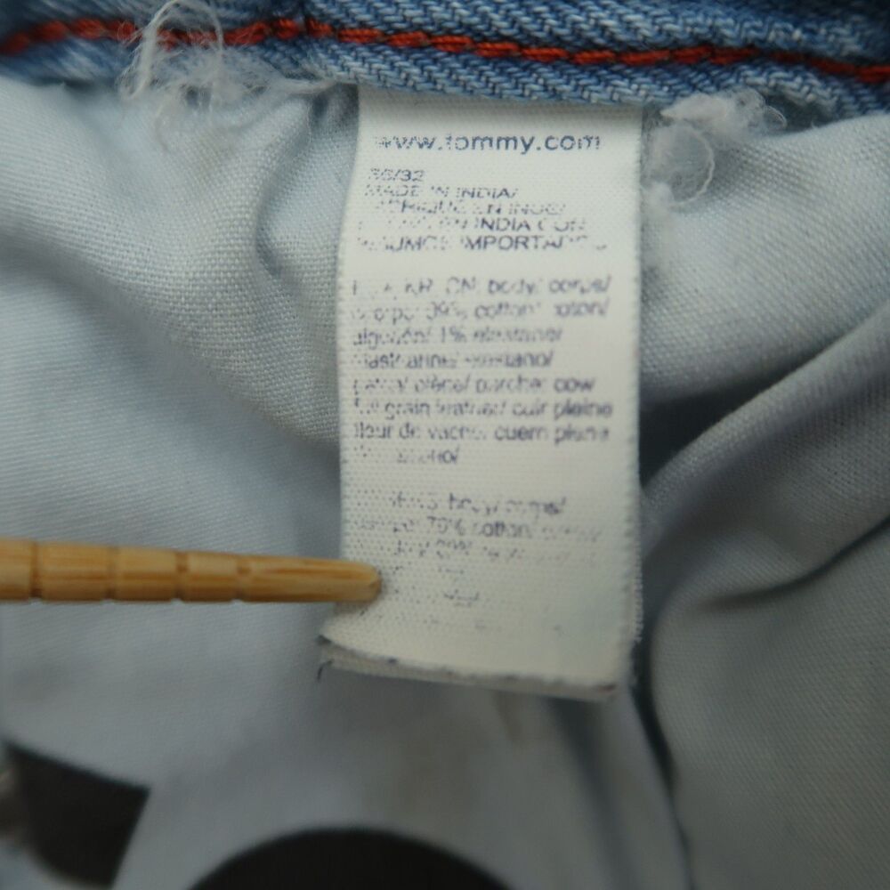 Tommy Jeans Mens Size 36x32 Blue Relaxed Straight Stretch Light Wash Distressed - Picture 10 of 16